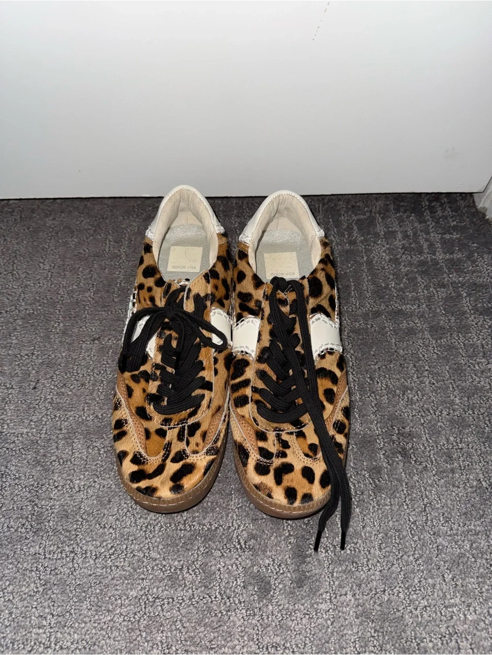 Dolce Vita Leopard-Print Lace-Up Sneakers in Brown and Black